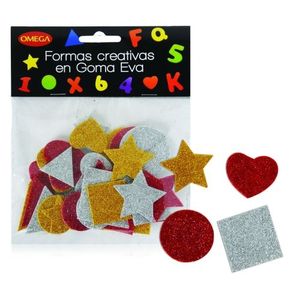 GOMA EVA FORMAS AUTOADHESIVAS GEOMETRICAS GLITTER FB30 X 30PCS
