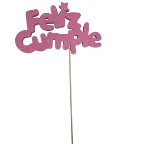 PINCHE FELIZ CUMPLE MINUSCULA ROSA X UNIDAD