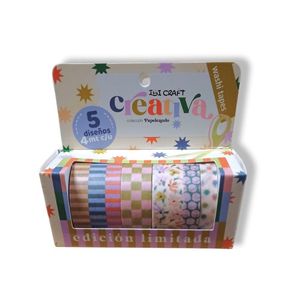 CINTA ADHESIVA WASHI TAPE 5 ROLLOS DE 4MTS CREATIVA X UNID