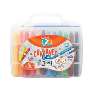 CRAYONES "EZCO" GEL 12 COLORES + PINCEL X UNID