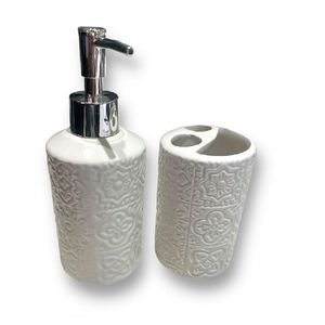 SET DISPENSER JABON LIQUIDO CERAMICA X 2