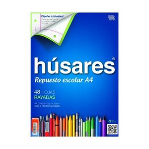 REPUESTO ESCOLAR HUSARES A4 RAYADO X 48HJS