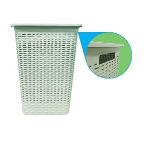 CESTO RECTANGULAR T/ RATAN BLANCO C/ TAPA 57X43X33CM APROX