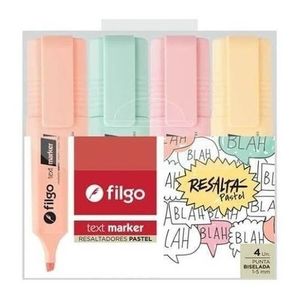 RESALTADORES FILGO TEXT MARKER PASTEL X EST 4 UNID