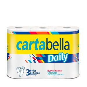 ROLLOS DE COCINA "CARTABELLA" BLANCO X 3 UNIDADES