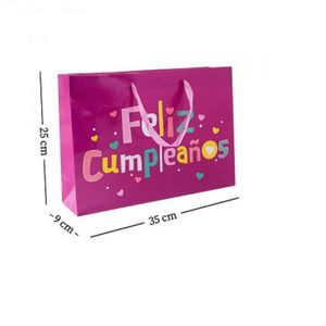 BOLSA FELIZ CUMPLEAÑOS ROSA GLITTER X UN