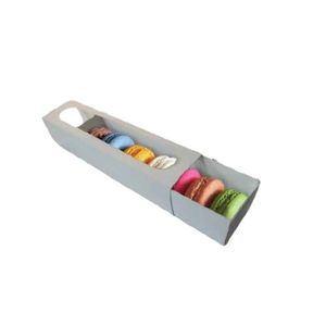 CAJAS DE BOMBONES/MACARONS C/ VISOR 21 X 5 X 5 BLANCA X UNID
