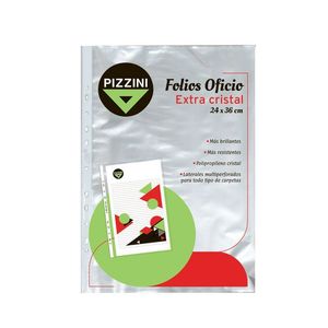 FOLIOS "PIZZINI" OFICIO 50 MICRONES X PAQ. 100 UNI