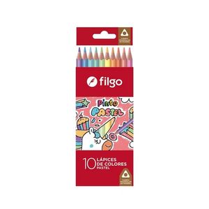 LAPIZ "FILGO" COLOR LARGO PASTEL X 10 UNIDADES