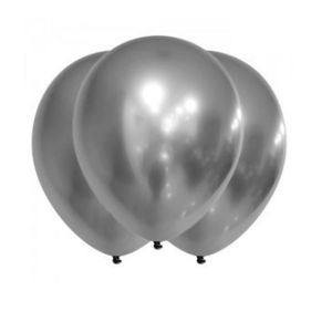 GLOBOS "GLOBBY" CROMO PLATINO PLATEADO X 10 UN