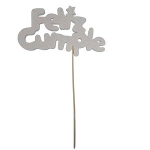 PINCHE FELIZ CUMPLE MINUSCULA BLANCO X UNIDAD