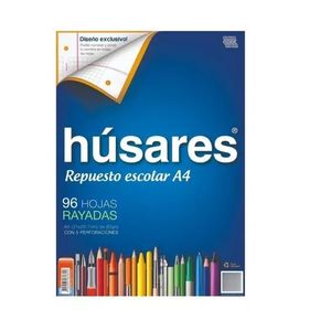 REPUESTO ESCOLAR HUSARES A4 RAYADO X 96HJS