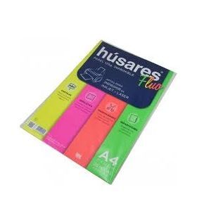 CARTULINA FLUOR HUSARES A4 4 COLORES X 20HJS