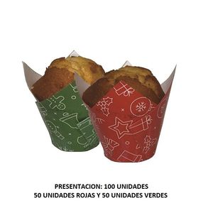TULIPAS CUPCAKE MPACK N° 16 NAVIDEÑAS X PACK 100 UNID