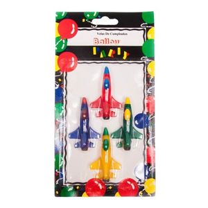 VELAS CUMPLE INFANTILES AVIONES BLISTER X 4 UNIDADES