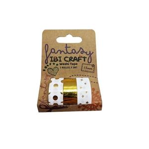 CINTA ADHESIVA WASHI TAPE 3 ROLLOS DE 5MTS GOLD X UNID