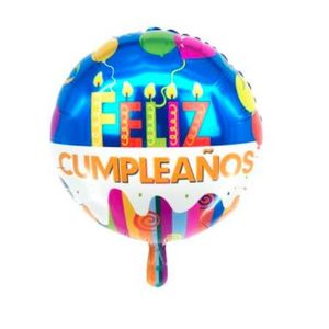GLOBO METALIZADO FORMA FELIZ CUMPLE 45X51CM APTO HELIO X UNID