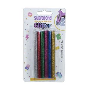 BARRAS SILICONA GLITTER COLOR SUPRABOND 10CM X 12 UNID