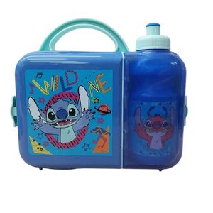 LUNCHERA PLASTICA STITCH C/ BOTELLA X UNIDAD