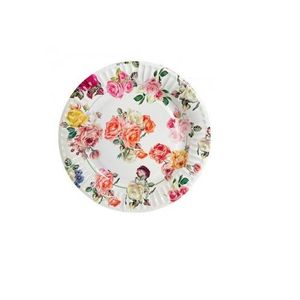 PLATO DE POLIPAPEL 17CM FLORES VINTAGE X 6 UNI