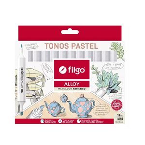 MARCADORES FILGO ARTISTICO ALLOY DOBLE PUNTA X 12 PASTEL