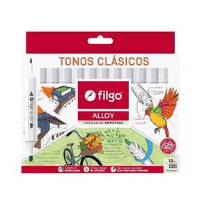 MARCADORES FILGO ARTISTICO ALLOY DOBLE PUNTA X 12 CLASICOS