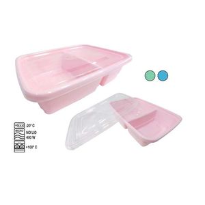 TAPER PLASTICO RECT 2 DIVISIONES 1.6L CON TAPA X UNID