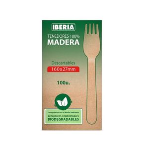 TENEDORES ECOLOGICO 100% MADERA IBERIA X 100
