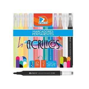 MARCADORES ACRILICOS EZCO BLISTER X 12 COLORES