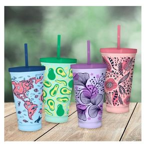 VASO PLASTICO C/ TAPA Y SORBETE DISEÑO TEEN X UNI