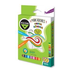 MARCADORES PIZZINI ESC PUNTA CONICA X 10 COLORES