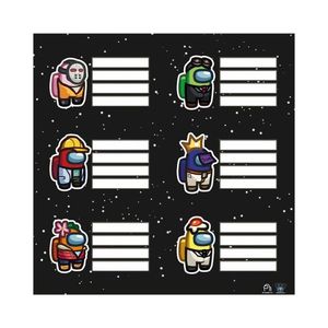 ETIQUETAS ESCOLARES AMONG US 12 UNID X BLISTER