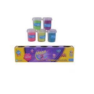 MASAS CON GLITTER PACK 5 POTES X UNID