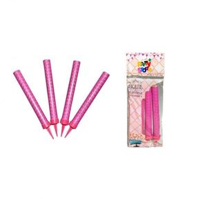 VELAS BENGALA HOLOGRAFICA 12 CM ROSA LLAMA ROSA X 4