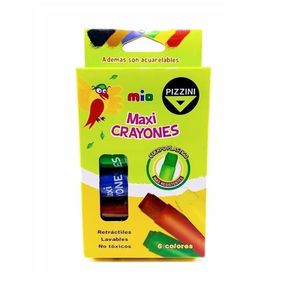 CRAYONES "PIZZINI" MAXI RETRACTILES 6 COLORES X UNIDAD