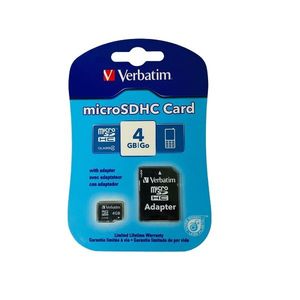 MEMORIAS MICRO SD 4GB VERBATIM C/ ADAPTADOR X UNIDAD