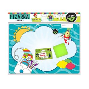 PIZARRA BIFAZ "PIZZINI" C/ MARCADORES PERSONAJES X UNIDAD