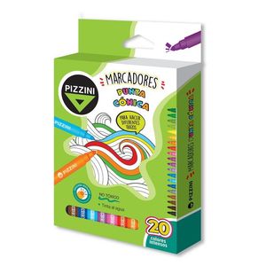 MARCADORES PIZZINI ESC PUNTA CONICA X 20 COLORES