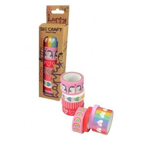 CINTA ADHESIVA WASHI TAPE 8 ROLLOS DE 5MTS HAPPY X UNID