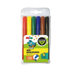 MARCADORES PIZZINI MINI PTA CONICA 6 COLORES X UNIDAD