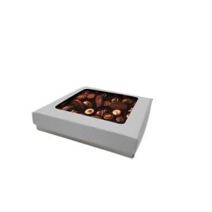 CAJAS DE BOMBONES C/ VISOR 14,5 X 14,5 X 3 BLANCA X UNID