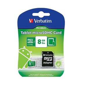 MEMORIAS MICRO SD 8GB VERBATIM C/ ADAPTADOR CLASE 10 X UNID